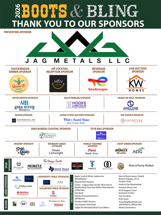 Thank you to our 2026 Boots &amp; Bling Sponsors poster