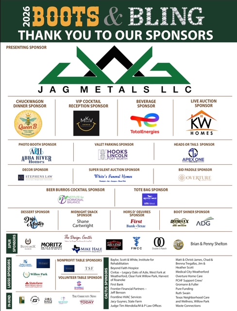 Thank you to our 2026 Boots &amp; Bling Sponsors poster