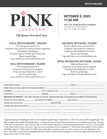 2025 Pink Luncheon Sponsorship form